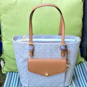 Michael Kors Womens Signature Tote Handbag Tan & Beige NWT